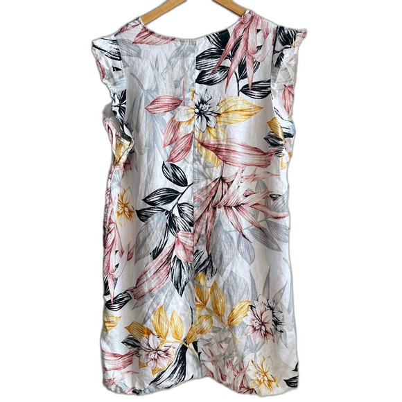 C&C California 100% Linen Summer Dress X-Large Tropical Novelty Print Sleeveless - Picture 4 of 5